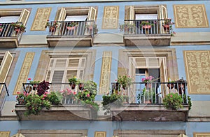 Beautiful houses at Las Ramblas, Barcelona photo